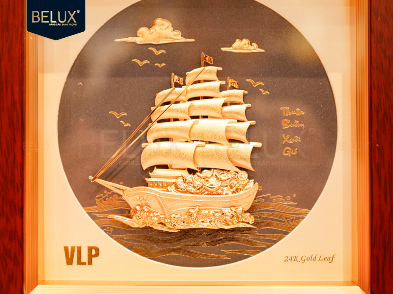 Lô 600 tranh thuyền VLP 20x20cm dát vàng 24k thiết kế theo yêu cầu